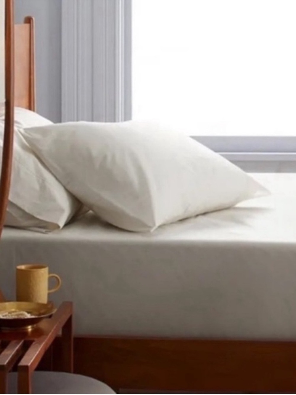 QUINCE Classic Organic Percale Pillowcase Set King Sand 7755